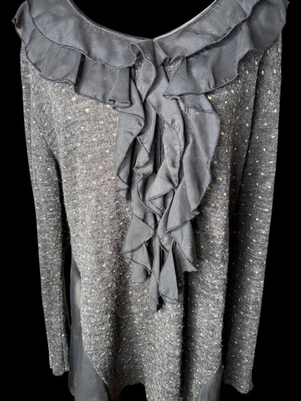 Vintage Y2K Tunic Top Ruffles Sheer Panels asymmetric Whimsigoth Fairygrunge 1x